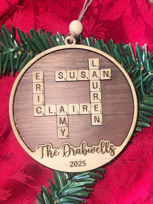 Christmas Crossword Personalised Family Ornament