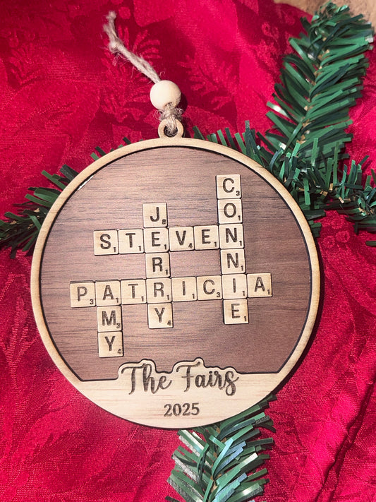 Christmas Crossword Personalised Family Ornament