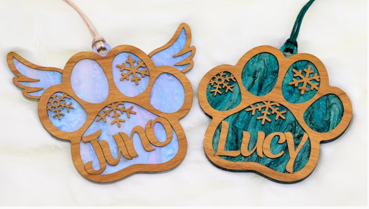 Christmas Pet Paw Personalized Ornament