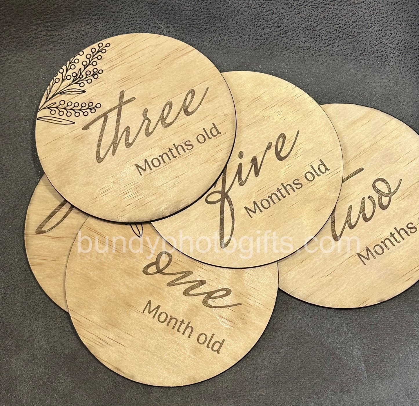 Baby Month Milestone Wattle Style Wooden