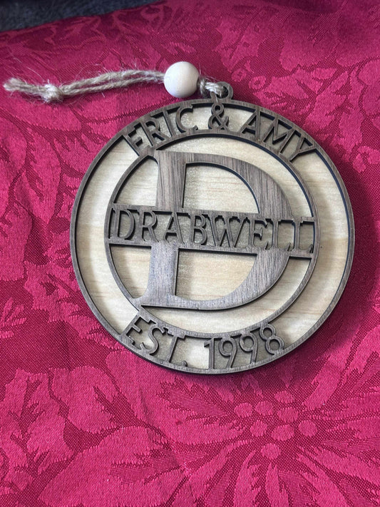 Couples Monogram Christmas Ornament