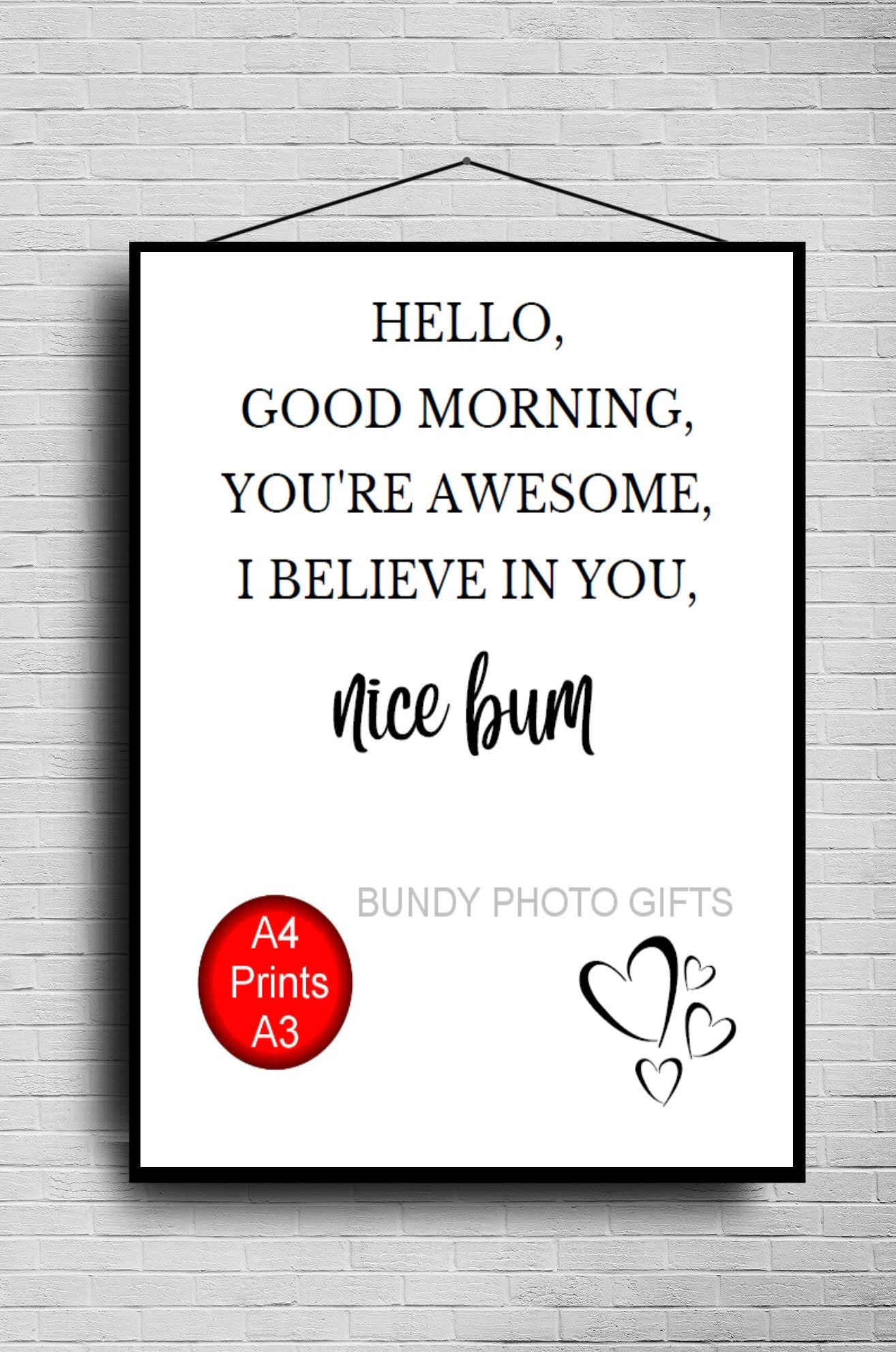 Wall Art - Hello Good morning You're Awesome- Living Room Funny Art