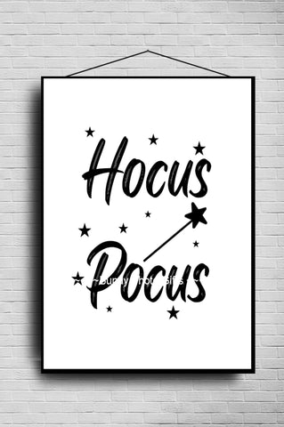 Wall Art - Happy Halloween, Hocus Pocus, Witch, Wand - Funny Wall Art