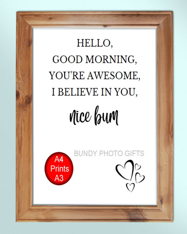 Wall Art - Hello Good morning You're Awesome- Living Room Funny Art