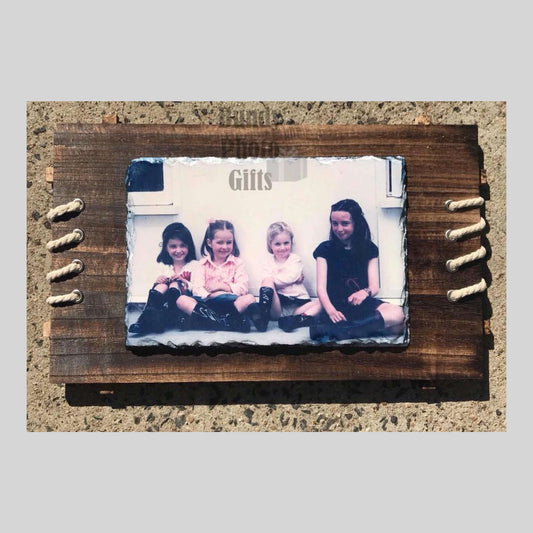 Timber Frame with Photo Slate Med Rectangle