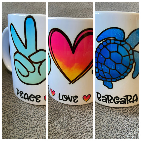 Peace Love Bargara 11 oz Ceramic Mug