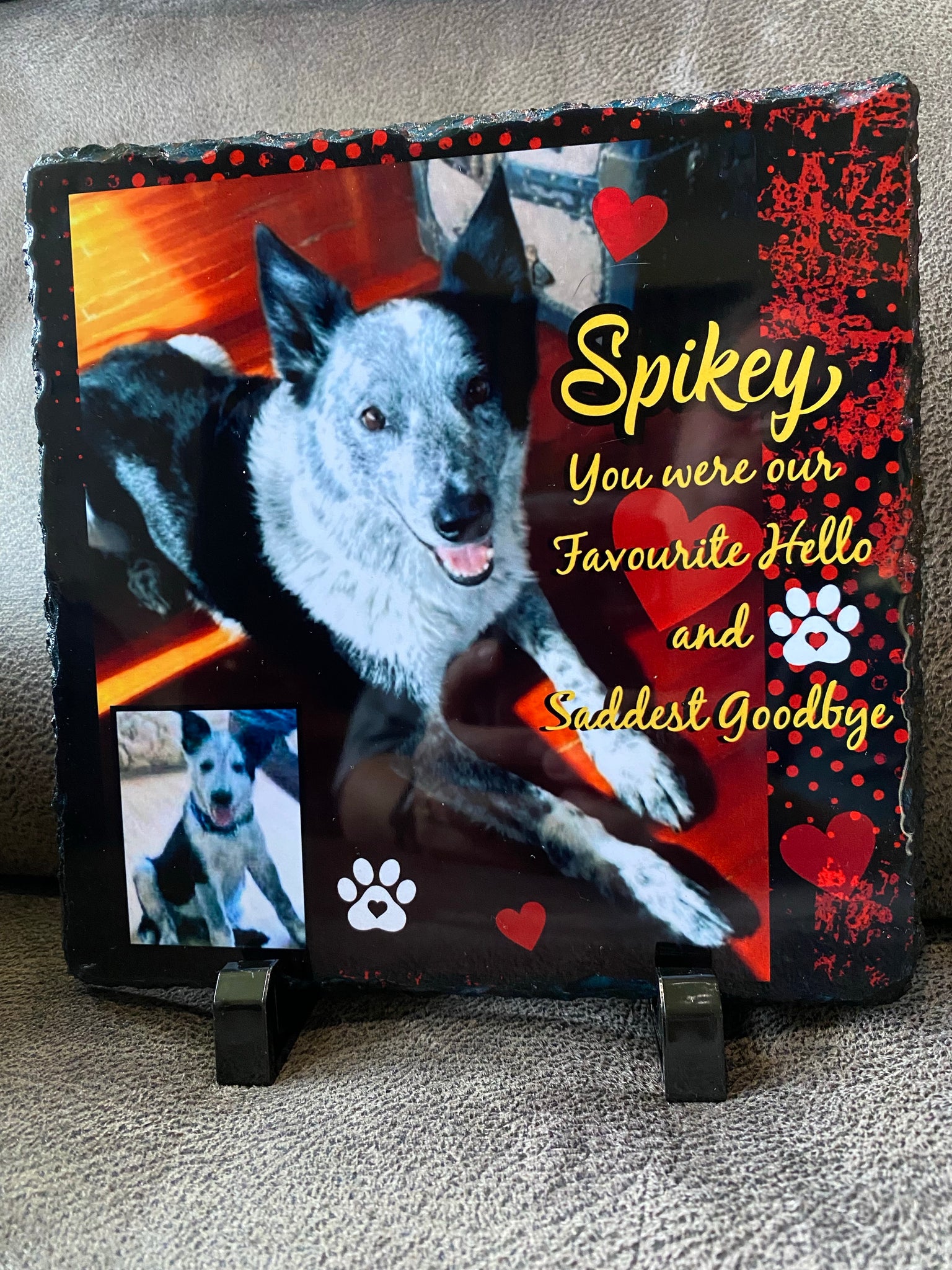 Dog Memorial Slate Red Black your photo