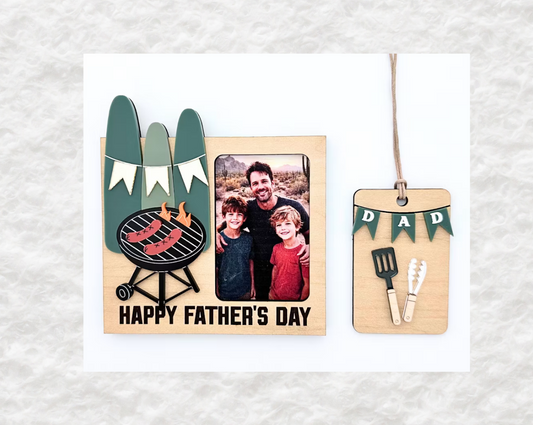Personalised Surf &amp; BBQ Father's Day Photo Frame – Laser Cut & Engraved