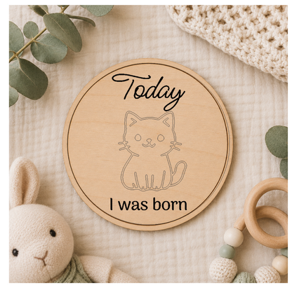 Baby Month Milestone Cats Style Wooden Discs