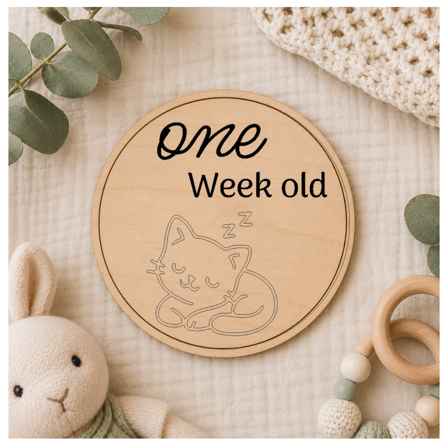 Baby Month Milestone Cats Style Wooden Discs