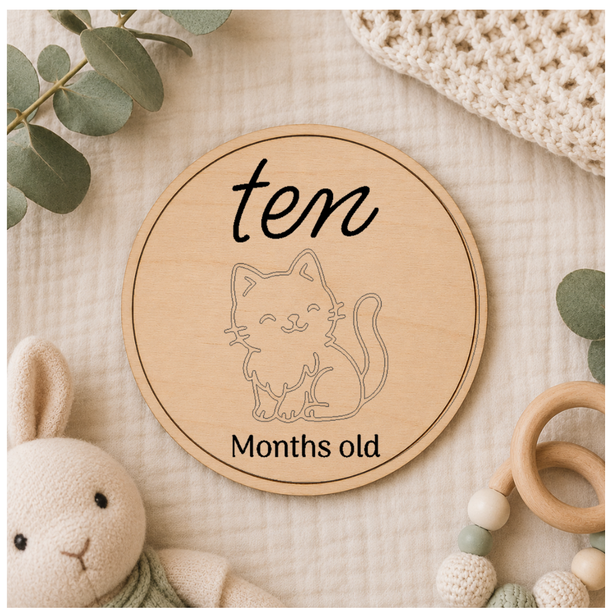 Baby Month Milestone Cats Style Wooden Discs