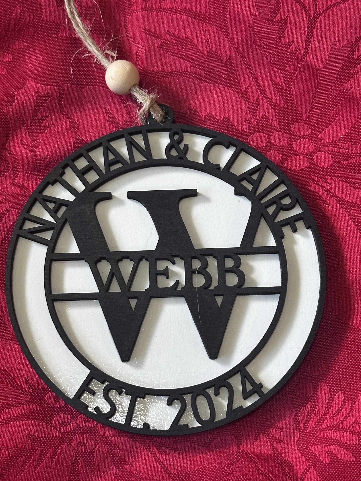 Couples Monogram Christmas Ornament