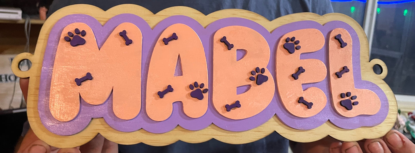 3 Layered Wooden Dog Crate Sign