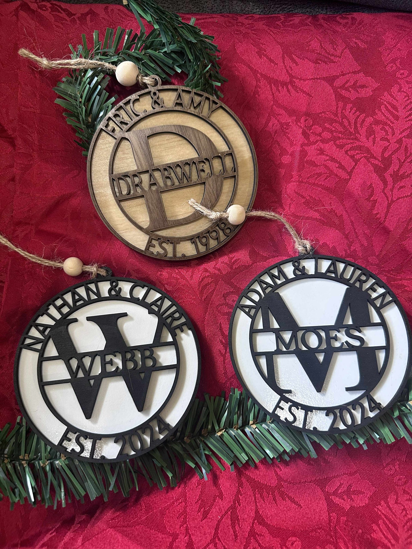 Couples Monogram Christmas Ornament