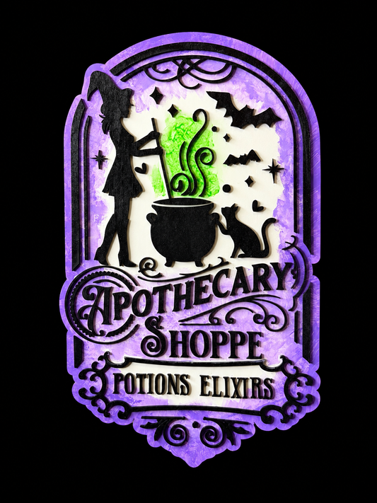 Halloween Witch Apothecary Shoppe Wooden Sign