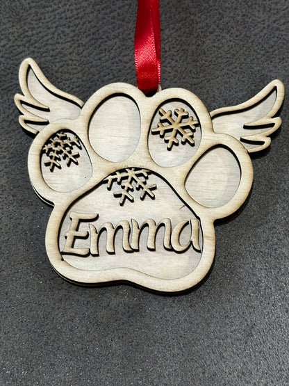 Christmas Pet Paw Personalized Ornament