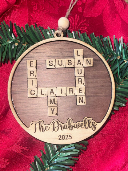 Christmas Crossword Personalised Family Ornament