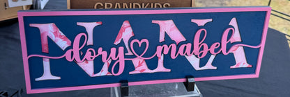 Wooden Panel Mum Kids Names
