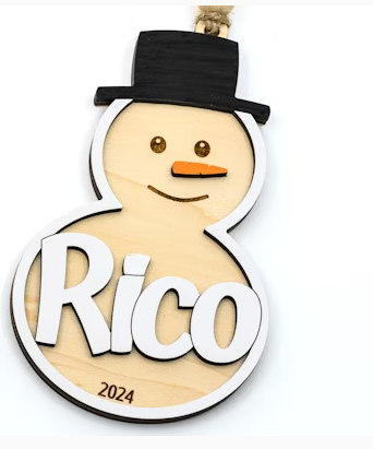 Christmas Reindeer and Snowman Personalized Ornament
