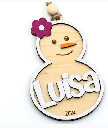 Christmas Reindeer and Snowman Personalized Ornament