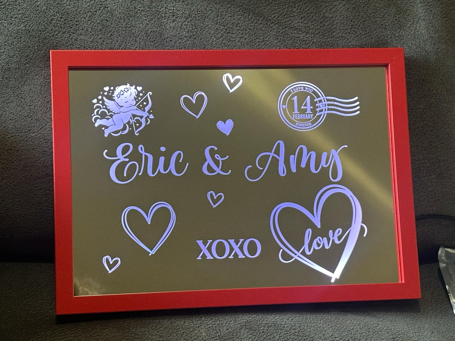Personalised Sweetheart Glow Framed Mirror