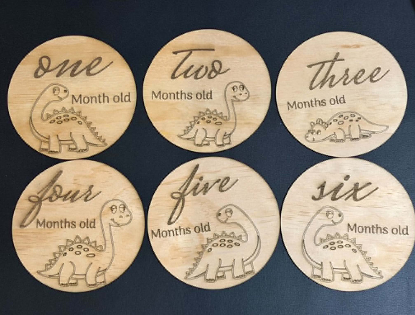 Baby Month Milestone Dinosaur Style Wooden