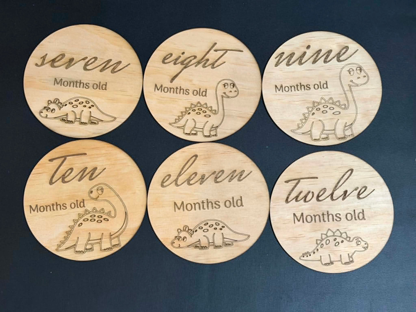 Baby Month Milestone Dinosaur Style Wooden