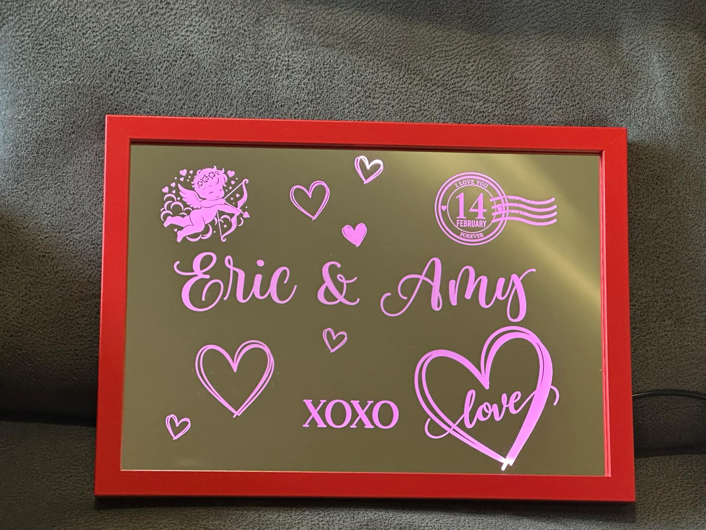 Personalised Sweetheart Glow Framed Mirror