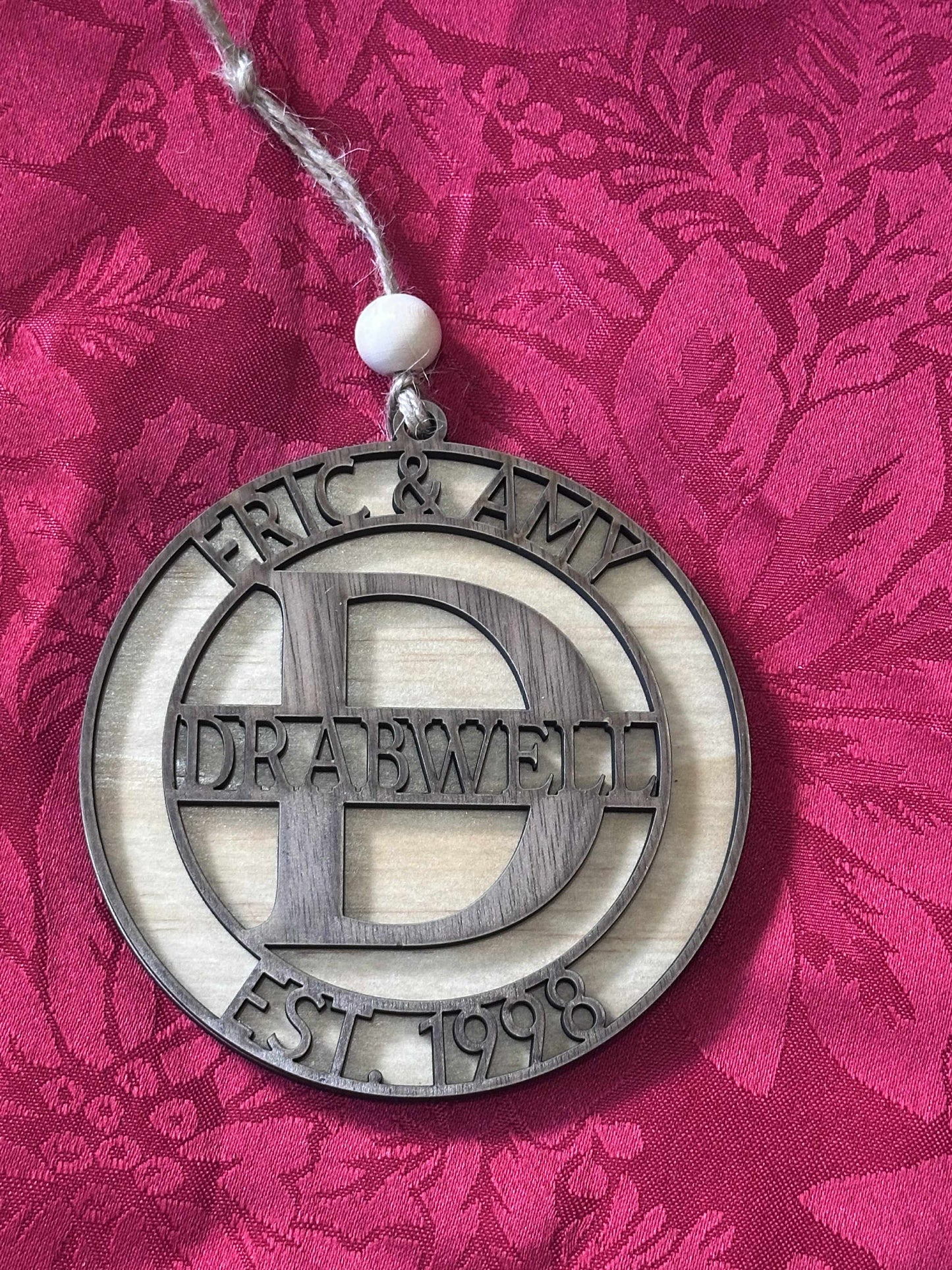 Couples Monogram Christmas Ornament