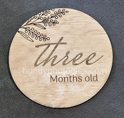 Baby Month Milestone Wattle Style Wooden