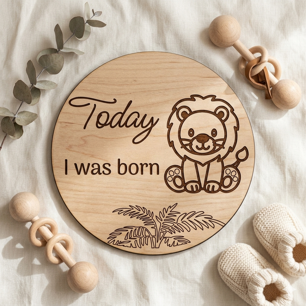 Baby Month Milestone Jungle Animals Style Wooden