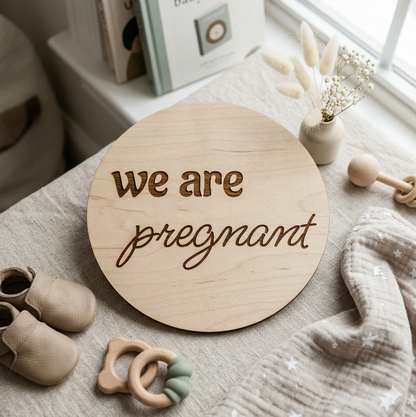 Engraved Pregnancy Announcement Disc Set