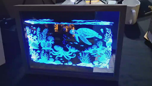 Laser Engraved Sea Turtle LED Mirror | Ocean Wall Art