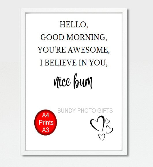 Wall Art - Hello Good morning You're Awesome- Living Room Funny Art