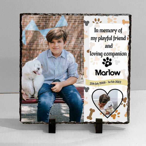 Pet Memorial Slate Bones Design with your photo