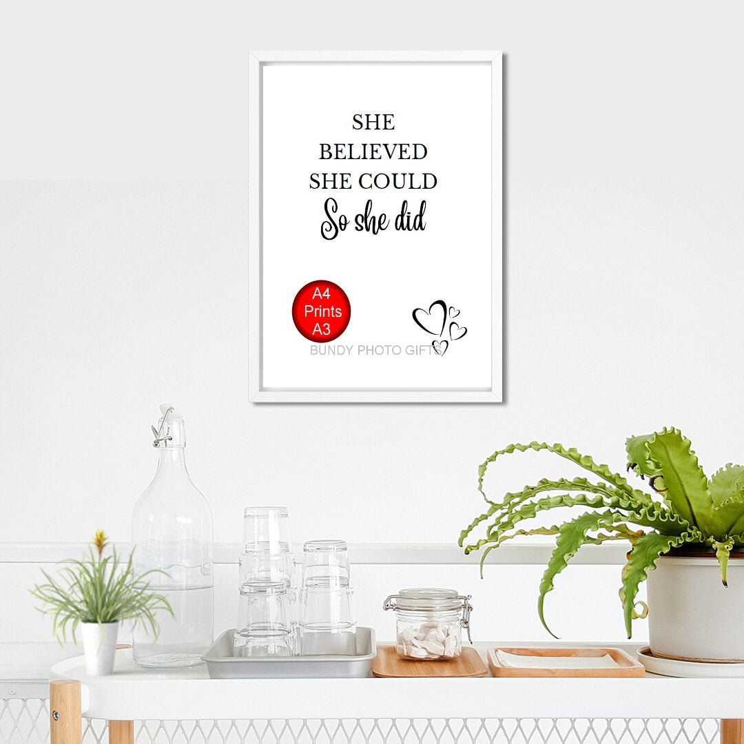 Wall Art - She believed She Could She Did - Room Inspirational Art