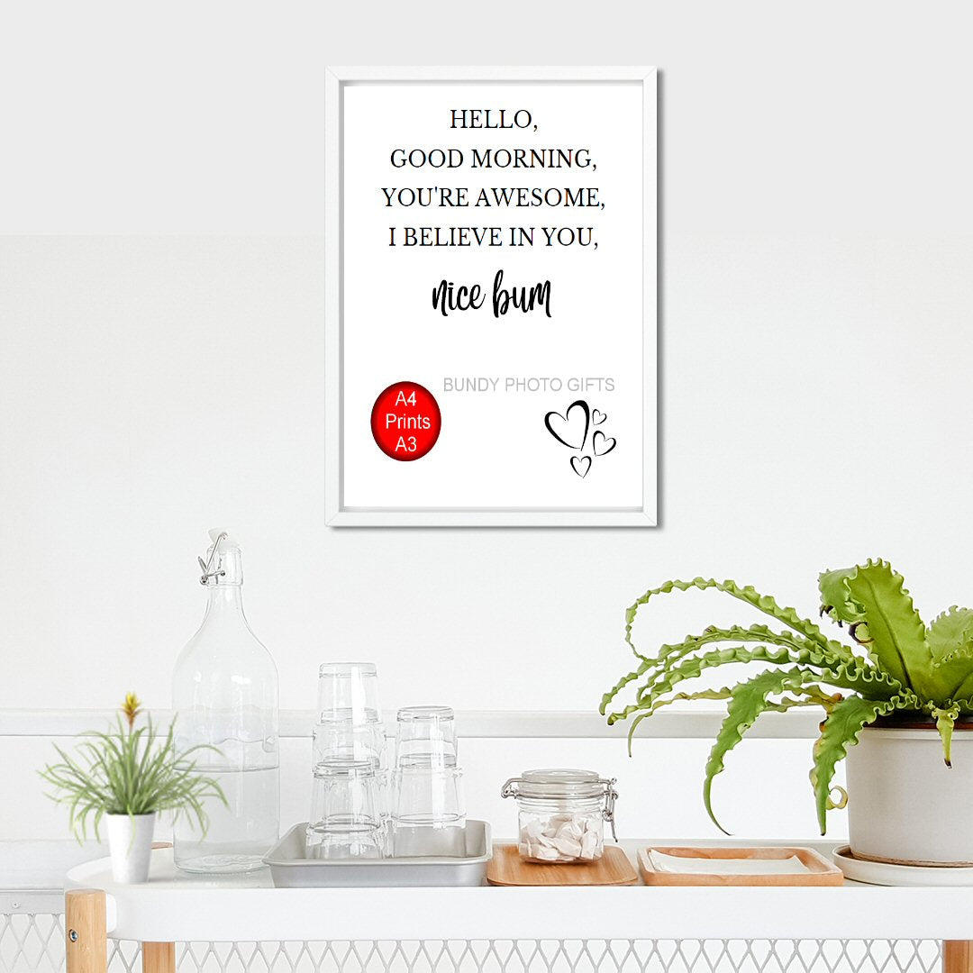 Wall Art - Hello Good morning You're Awesome- Living Room Funny Art