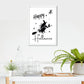 Wall Art - Happy Halloween, Black Cat, Witch, Broomstick, Spooky - Funny Wall Art