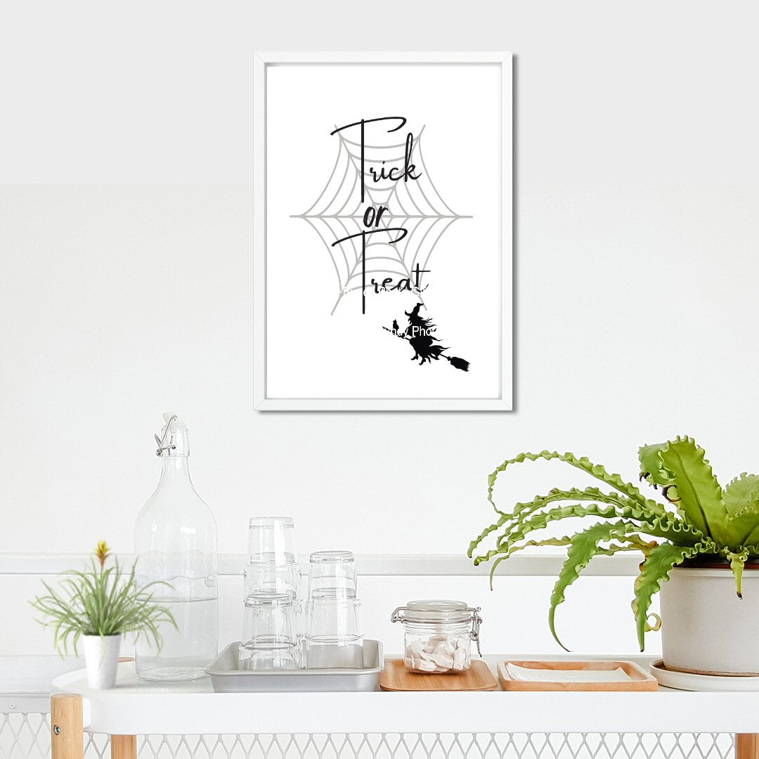 Wall Art - Happy Halloween, Black Cat, Witch, Spooky - Funny Wall Art