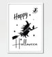Wall Art - Happy Halloween, Black Cat, Witch, Broomstick, Spooky - Funny Wall Art