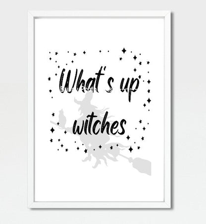 Wall Art BUNDLE - Happy Halloween, Black Cat, Witch, Broomstick, Spooky - Funny Wall Art