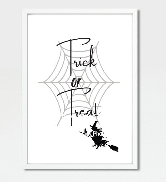 Wall Art - Happy Halloween, Black Cat, Witch, Spooky - Funny Wall Art