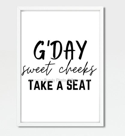 Wall Art - G’Day Sweet Cheeks - Funny Bathroom Art