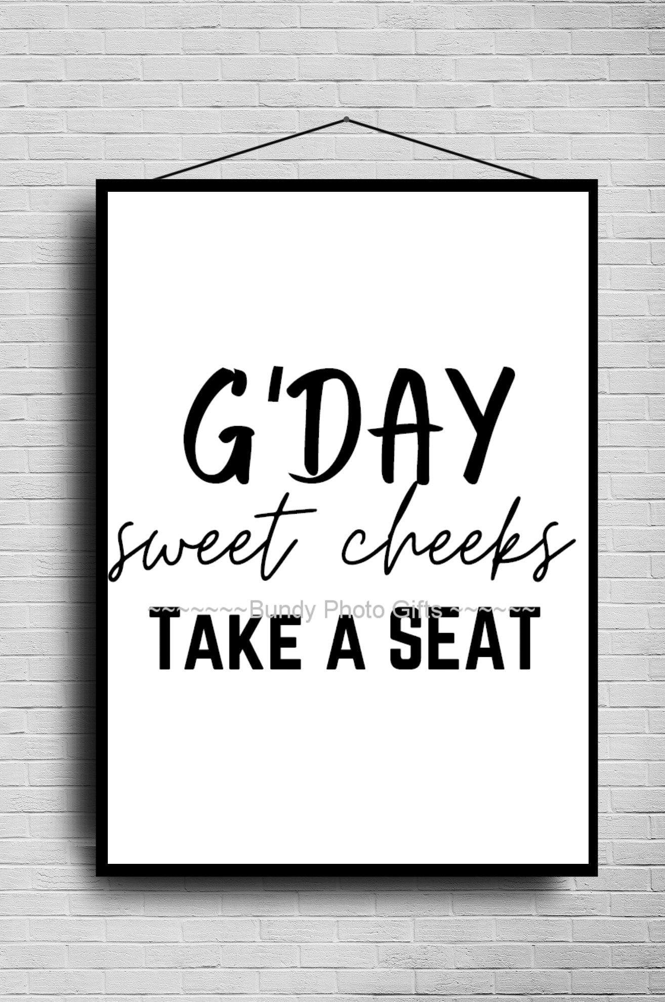 Wall Art - G’Day Sweet Cheeks - Funny Bathroom Art