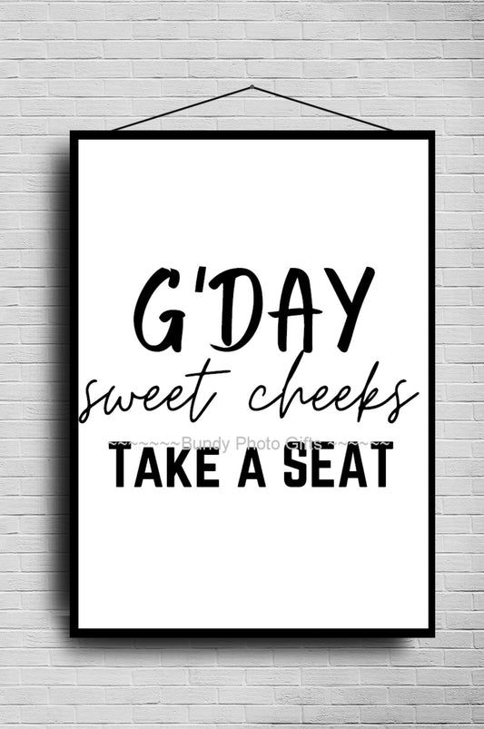 Wall Art - G’Day Sweet Cheeks - Funny Bathroom Art
