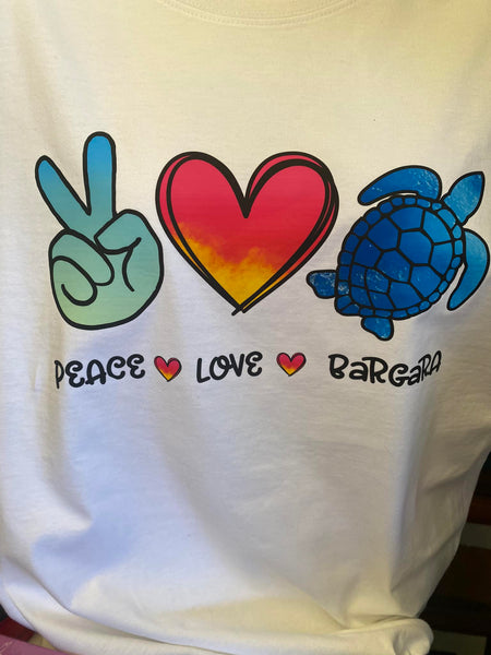 Bargara Beach Peace Love and Bargara T-Shirt