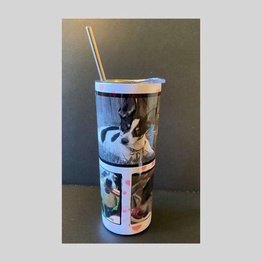Pink Hearts and Photos 20oz Skinny Tumbler