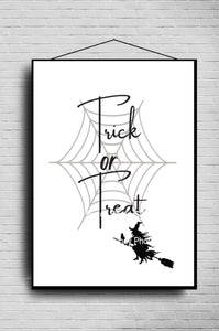 Wall Art - Happy Halloween, Black Cat, Witch, Spooky - Funny Wall Art