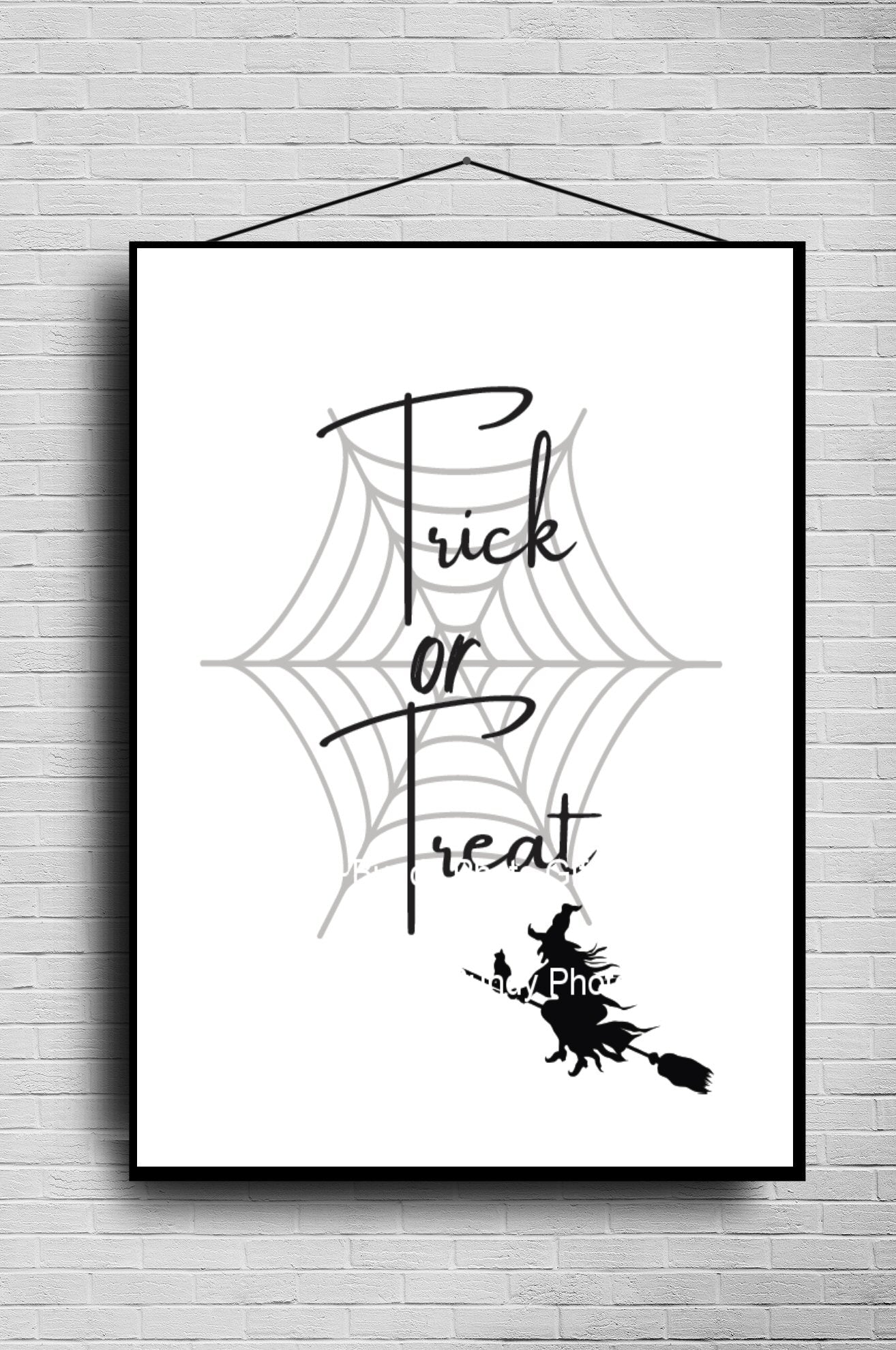 Wall Art BUNDLE - Happy Halloween, Black Cat, Witch, Broomstick, Spooky - Funny Wall Art