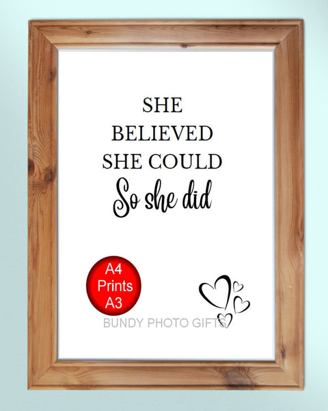 Wall Art - She believed She Could She Did - Room Inspirational Art